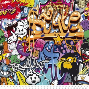 Dzianina jersey - graffiti