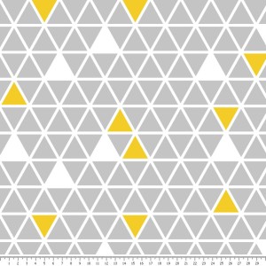 Dzianina jersey - trójkąty szaro-żółte