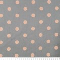 Tkanina bawełna 100% - złote kropki na ciemno szarym tle - wzór