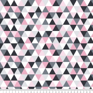Dzianina jersey - trójkąty różowe