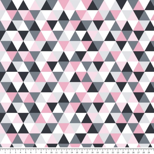 Dzianina jersey - trójkąty różowe  - podgląd