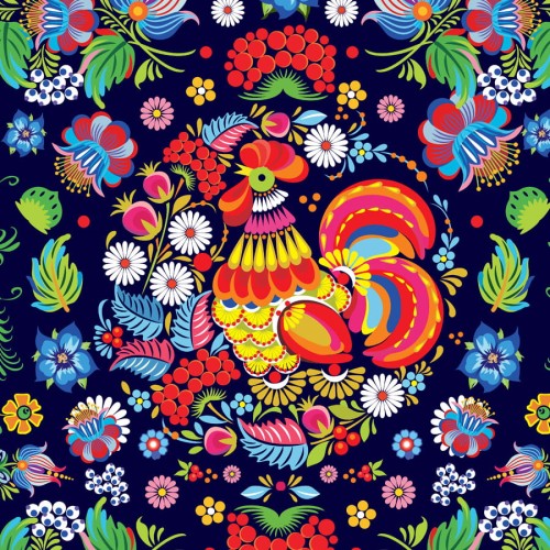 Panel welurowy - poduszka 48x48 - folk