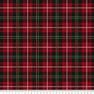 Tkanina bawełniana - kratka czerwono-zielona