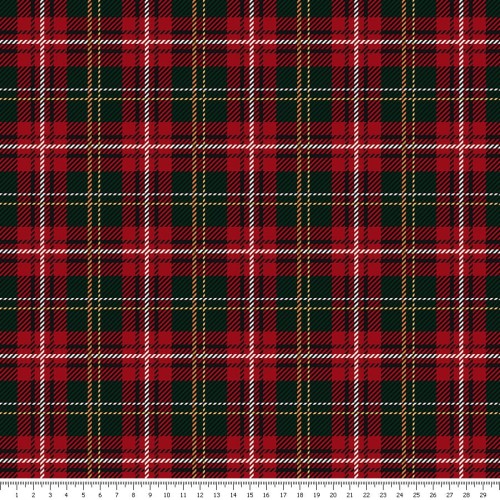 Tkanina bawełniana - kratka czerwono-zielona - podgląd