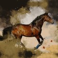 Panel welurowy - poduszka 48x48 - galopujący koń - podgląd
