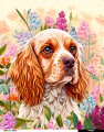 Panel wodoodporny 40x50 - cocker spaniel w kwiatach