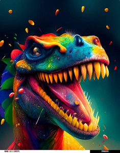 Panel wodoodporny 40x50 - Dino w kolorowym stylu