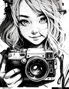 Panel wodoodporny 40x50 - Dziewczyna z aparatem - styl manga