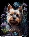 Panel wodoodporny 40x50 - Yorkshire Terrier w kwiatach