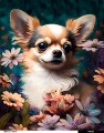 Panel wodoodporny 40x50 - Malowana Chihuahua w kwiatach