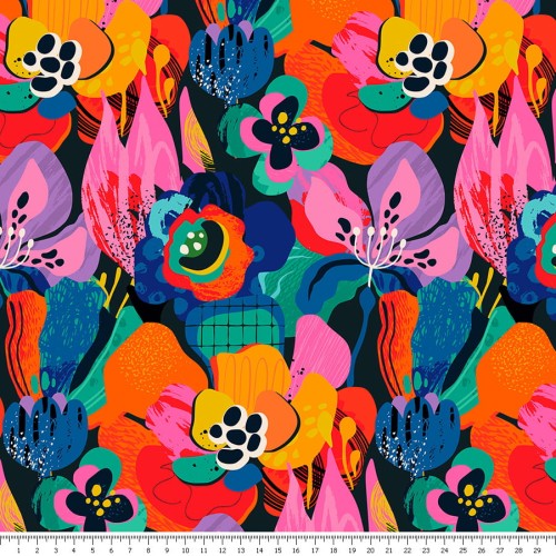 Lycra - abstrakcja kolorowe kwiaty