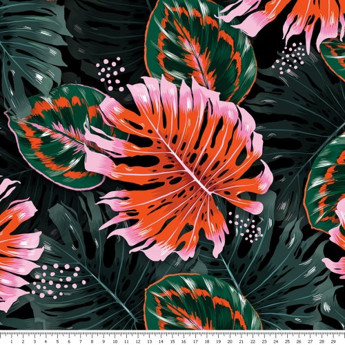 Lycra - pomarańczowe liście monstery