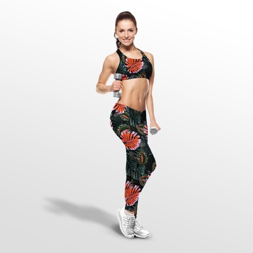 Lycra - pomarańczowe liście monstery