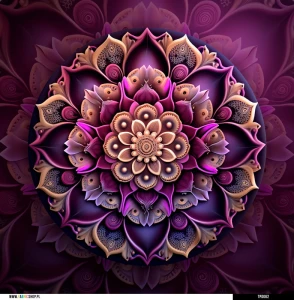Panel welurowy - poduszka 48x48 - Fioletowa mandala