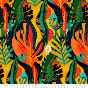 Dzianina jersey - abstrakcja kolorowa dżungla