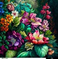 Panel welurowy - poduszka 48x48 - Kolorowe kwiaty 05