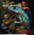 Panel welurowy - poduszka 48x48 - Kameleon w dżungli - podgląd