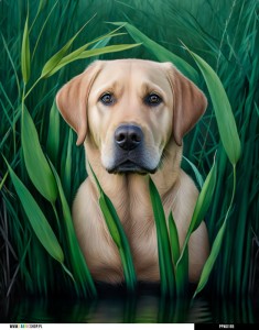Panel wodoodporny 40x50 -  Biszkoptowy labrador w trzcinach