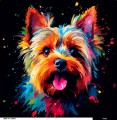 Panel welurowy - poduszka 48x48 - kolorowy Yorkshire Terrier