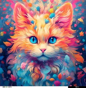 Panel welurowy - poduszka 48x48 - magiczny kot 