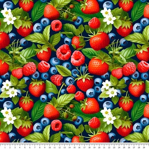 Dzianina jersey - owocowy ogród