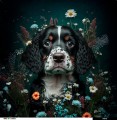 Panel welurowy - poduszka 48x48 - Ciemny Cocker Spaniel - podgląd