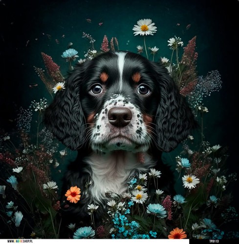 Panel welurowy - poduszka 48x48 - Ciemny Cocker Spaniel