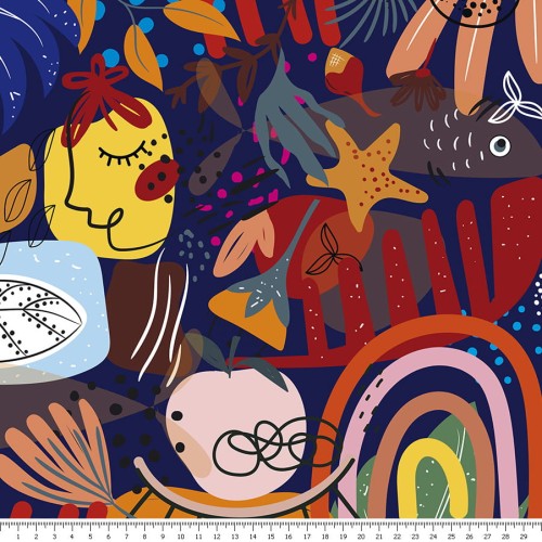 Tkanina bawełniana - modern art - podgląd