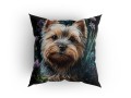 Panel welurowy - poduszka 48x48 - Yorkshire Terrier w kwiatach - przykład wykorzystania