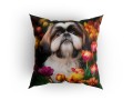 Panel welurowy - poduszka 48x48 - Shih tzu w kwiatach 1 - przykład wykorzystania