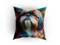Panel welurowy - poduszka 48x48 - Shih tzu w kwiatach 2 - przykład wykorzystania