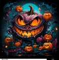 Panel welurowy - poduszka 48x48 - fioletowa dynia halloween - podgląd