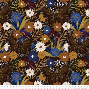 Tkanina bawełniana - ćmy w kwiatach