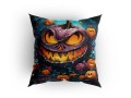 Panel welurowy - poduszka 48x48 - fioletowa dynia halloween - przykład wykorzystania