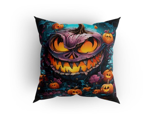 Panel welurowy - poduszka 48x48 - fioletowa dynia halloween