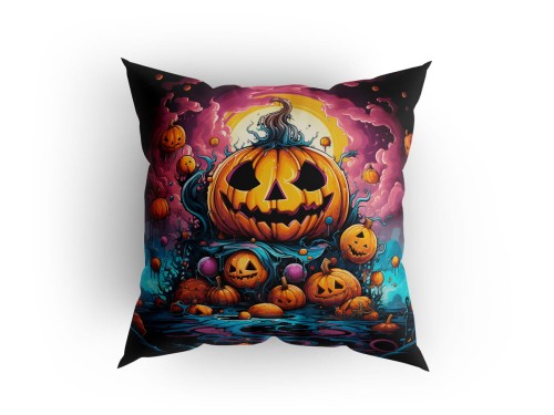 Panel welurowy - poduszka 48x48 - pomarańczowa dynia halloween