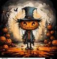 Panel welurowy - poduszka 48x48 - halloweenowy strach na wróble - podgląd