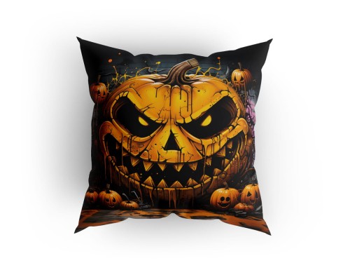 Panel welurowy - poduszka 48x48 - halloweenowa straszna dynia