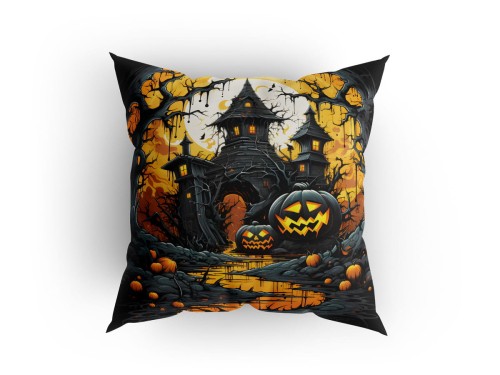 Panel welurowy - poduszka 48x48 - halloweenowy straszny dom 2
