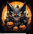 Panel welurowy - poduszka 48x48 - halloweenowy gremlin - podgląd