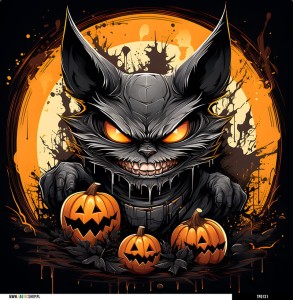 Panel welurowy - poduszka 48x48 - halloweenowy gremlin
