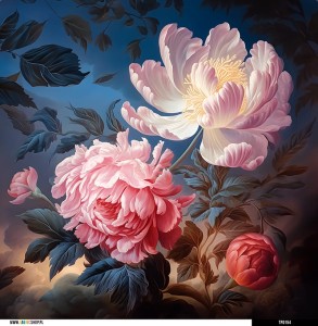 Panel welurowy - poduszka 48x48 - jasne piwonie