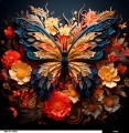 Panel welurowy - poduszka 48x48 - motyl w kwiatach - podgląd