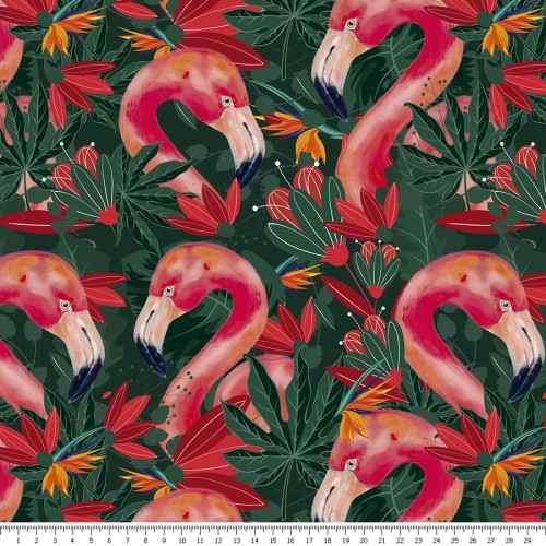 Dresówka - flamingi w liściach - podgląd