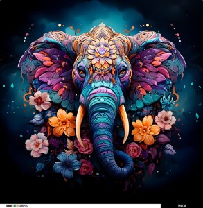 Panel welurowy - poduszka 48x48 -  indyjski słoń szczęścia 2