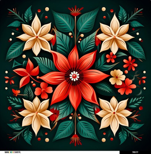 Panel welurowy - poduszka 48x48 -  czerwona gwiazda betlejemska