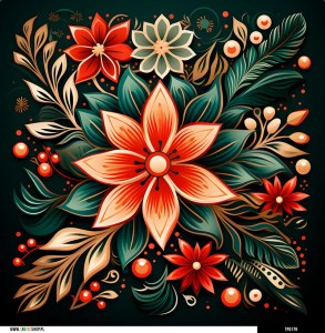 Panel welurowy - poduszka 48x48 -  złoto-czerwona gwiazda betlejemska