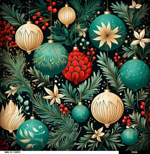 Panel welurowy - poduszka 48x48 -  bombki choinkowe