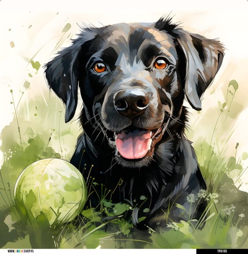 Panel welurowy - poduszka 48x48 - piesek z piłką