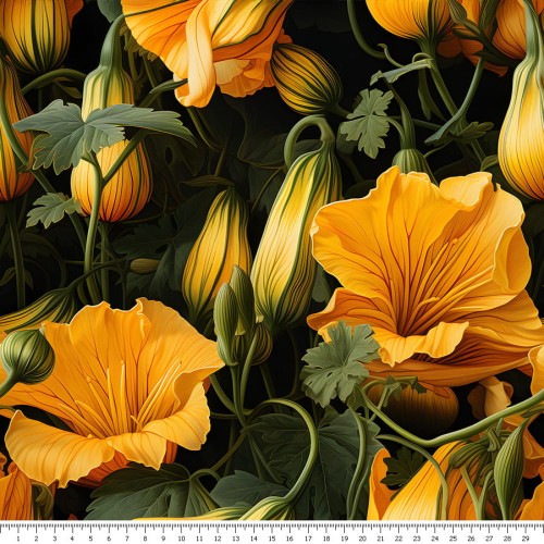 Dzianina jersey - kwiaty cukinii